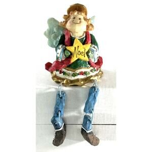 Angel With Christmas Star Holiday Shelf Sitter Resin